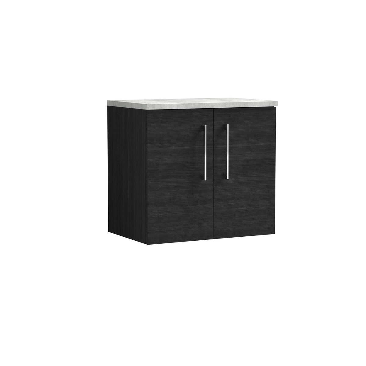 Modern Splash 600mm Charcoal Black  2 Door Wall Hung Vanity Unit With Bellato Grey Worktop