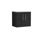 Modern Splash 600mm Charcoal Black  2 Door Wall Hung Vanity Unit With Bellato Grey Worktop