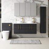 Modern Splash 1200mm Charcoal Black 2 Door Wall Hung Vanity With Carrara Laminate Worktop