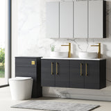 Modern Splash 1200mm Charcoal Black 2 Door Wall Hung Vanity With Carrara Laminate Worktop