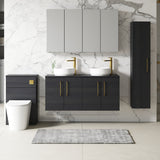 Modern Splash 1200mm Charcoal Black  2 Door Wall Hung Vanity Unit With Co-ordinating Worktop