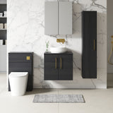 Modern Splash 600mm Charcoal Black  2 Door Wall Hung Charcoal Black Vanity Unit With Co-ordinating Worktop
