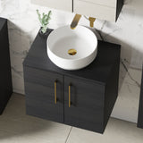 Modern Splash 600mm Charcoal Black  2 Door Wall Hung Charcoal Black Vanity Unit With Co-ordinating Worktop