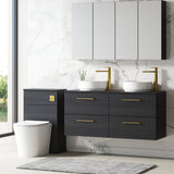 Modern Splash 1200mm Charcoal Black 4 Drawer Wall Hung Charcoal Black Vanity Unit With Co-ordinating Worktop