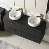 Modern Splash 1200mm Charcoal Black 4 Drawer Wall Hung Charcoal Black Vanity Unit With Co-ordinating Worktop