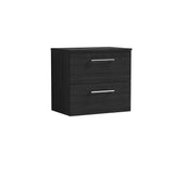 Modern Splash 600mm Charcoal Black 2 Drawer Wall Hung Charcoal Black Vanity Unit With Co-ordinating Worktop