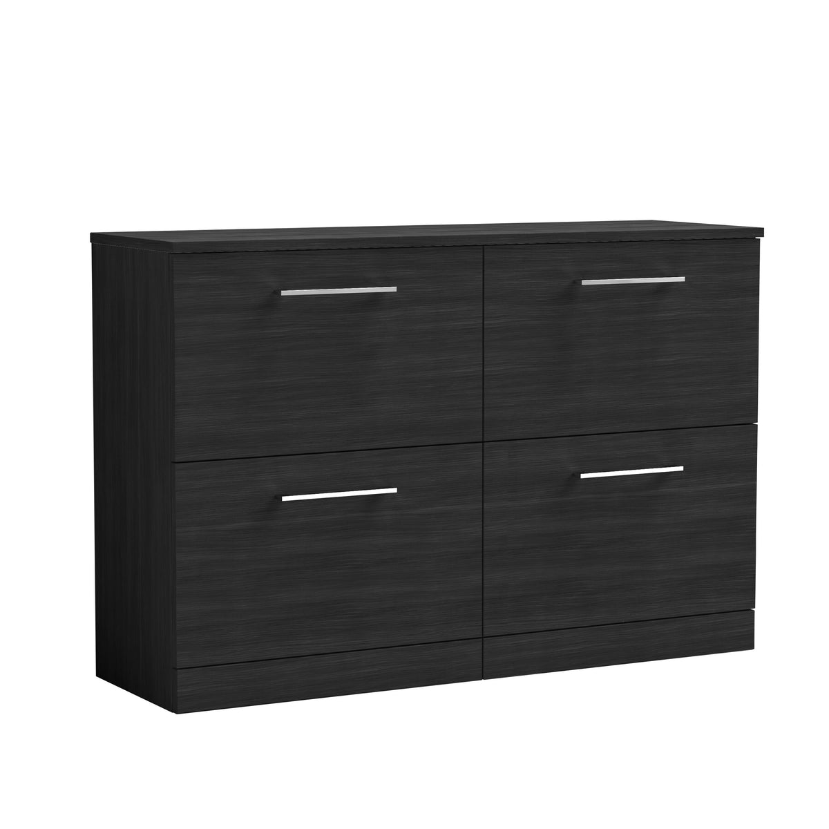 Modern Splash 1200mm Charcoal Black 4 Drawer Floor Standing Vanity Unit With Co-ordinating Worktop