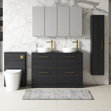 Modern Splash 1200mm Charcoal Black 4 Drawer Floor Standing Vanity Unit With Co-ordinating Worktop
