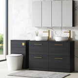 Modern Splash 1200mm Charcoal Black 4 Drawer Floor Standing Vanity Unit With Co-ordinating Worktop