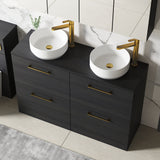 Modern Splash 1200mm Charcoal Black 4 Drawer Floor Standing Vanity Unit With Co-ordinating Worktop