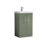 Modern Splash Arno 500mm Satin Green 2 Door Floor Standing Vanity Unit With Mid-Edge Basin
