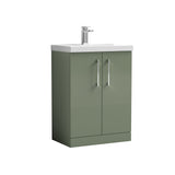 Modern Splash Arno 600mm Satin Green 2 Door Floor Standing Vanity Unit With Mid-Edge Basin