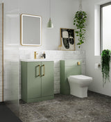 Modern Splash 800mm Satin Green 2 Door Floor Standing Vanity Unit With Thin Edge Basin