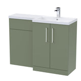 Modern Splash Arno 1100mm Satin Green 2 Door Floor Standing Right-Hand Combination Unit With Polymarble Basin