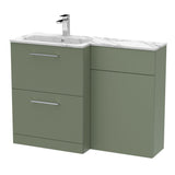 Modern Splash 1100mm Satin Green 2 Drawer Floor Standing Left-Hand Combination Unit With Stone Basin