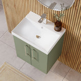 Modern Splash 500mm Satin Green 2 Door Wall Hung Vanity Unit With Thin Edge Basin