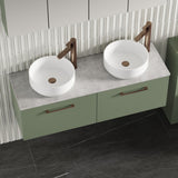 Modern Splash 1200mm Satin Green 2 Drawer Wall Hung Vanity Unit With Bellato Grey Worktop