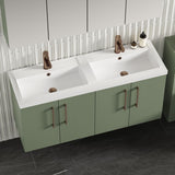 Modern Splash 1200mm Satin Green 4 Door Wall Hung Vanity Unit With 2 Tap Hole Polymarble basin