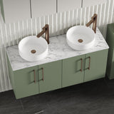 Modern Splash 1200mm Satin Green 4 Door Wall Hung Vanity With Carrara Laminate Worktop