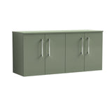 Modern Splash 1200mm Satin Green 2 Door Wall Hung Vanity Unit With Co-ordinating Worktop