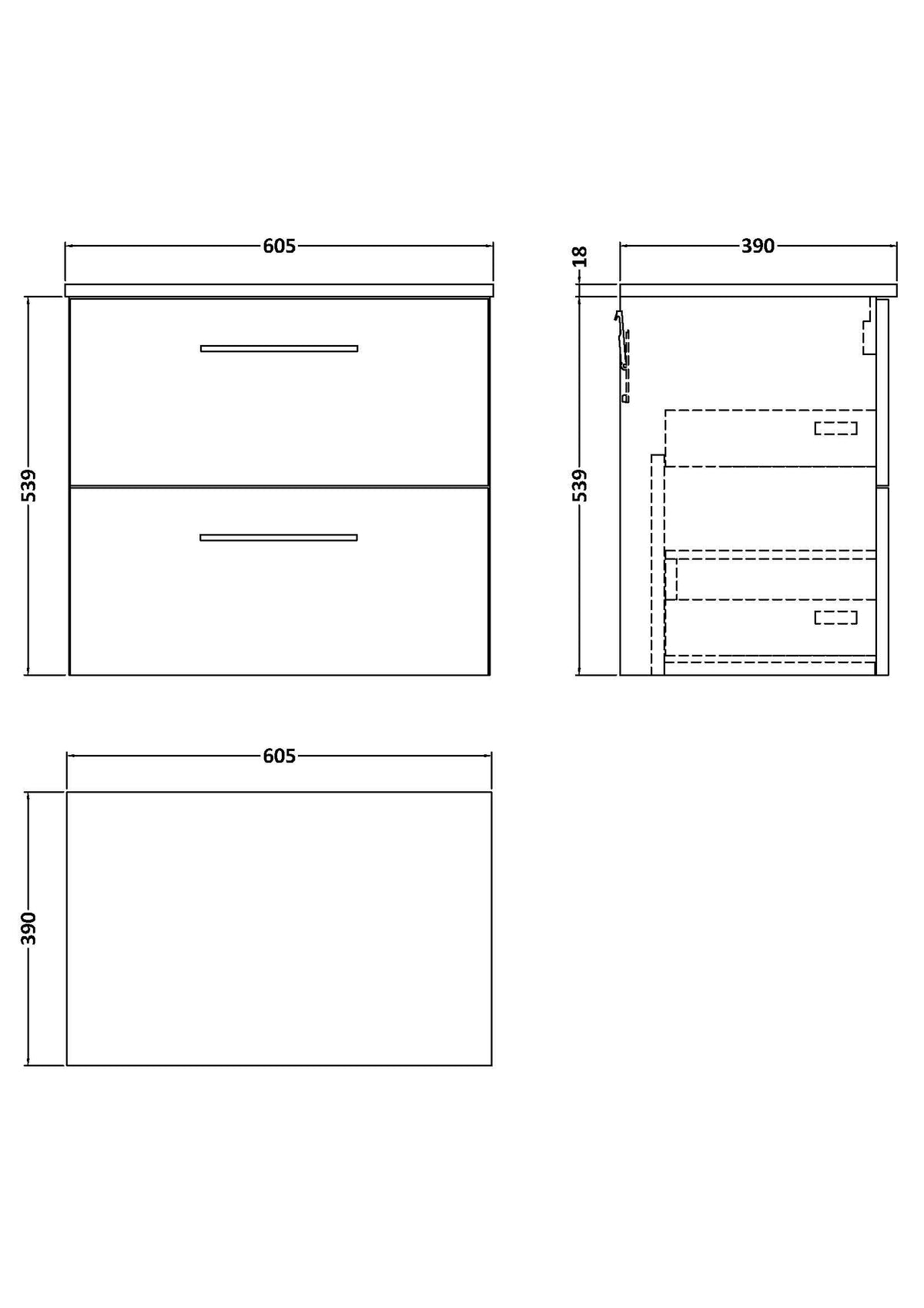 Modern Splash 600mm Satin Green 2 Drawer Wall Hung Vanity Unit With Co-ordinating Worktop