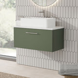 Modern Splash 800mm  Satin Green Wall Hung Vanity Unit With Bellato Grey Worktop