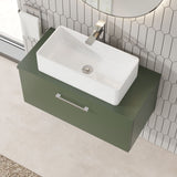 Modern Splash 800mm Satin Green 1 Drawer Wall Hung Vanity Unit With Co-ordinating Worktop