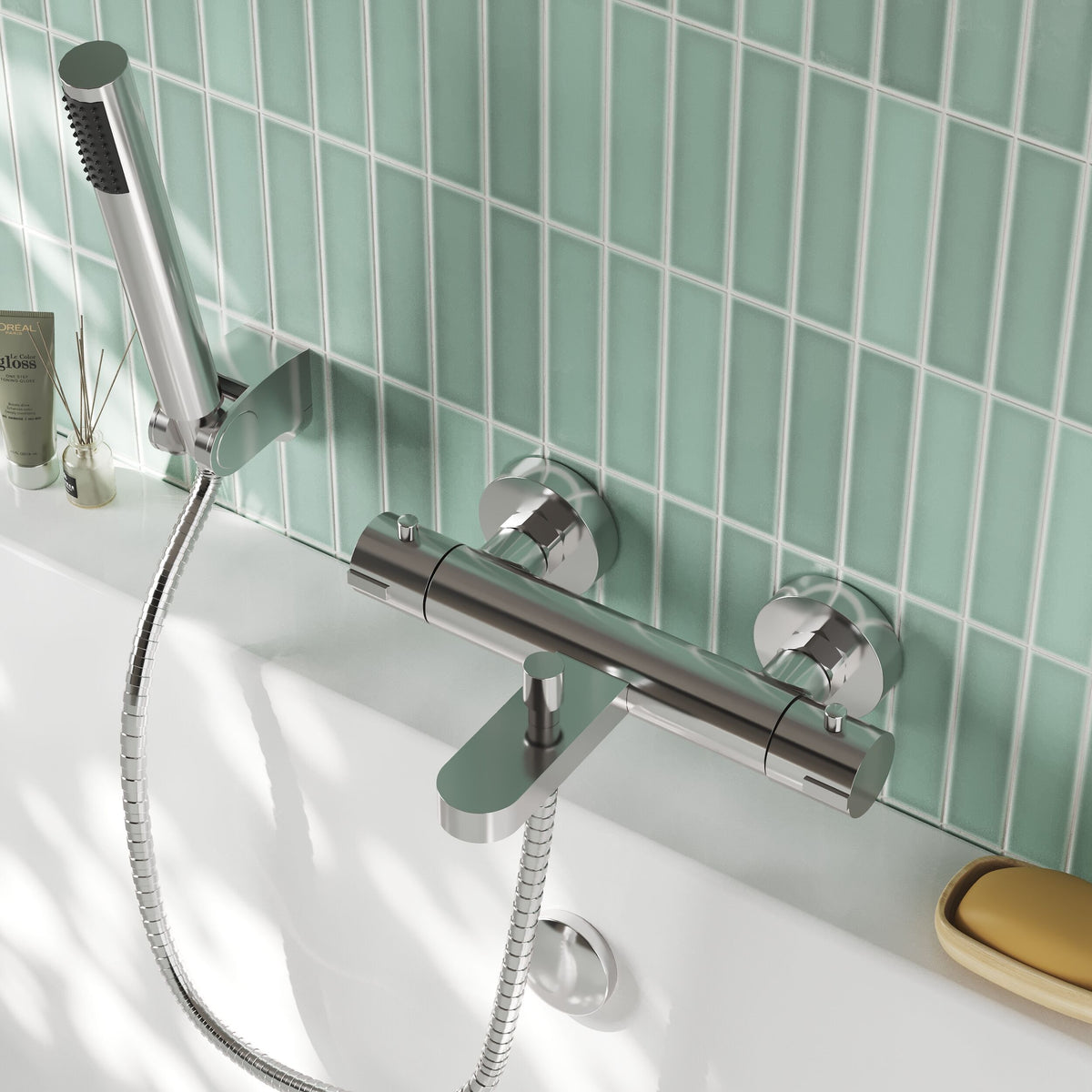 Modern Splash Chrome Wall Mounted Bath Shower Mixer