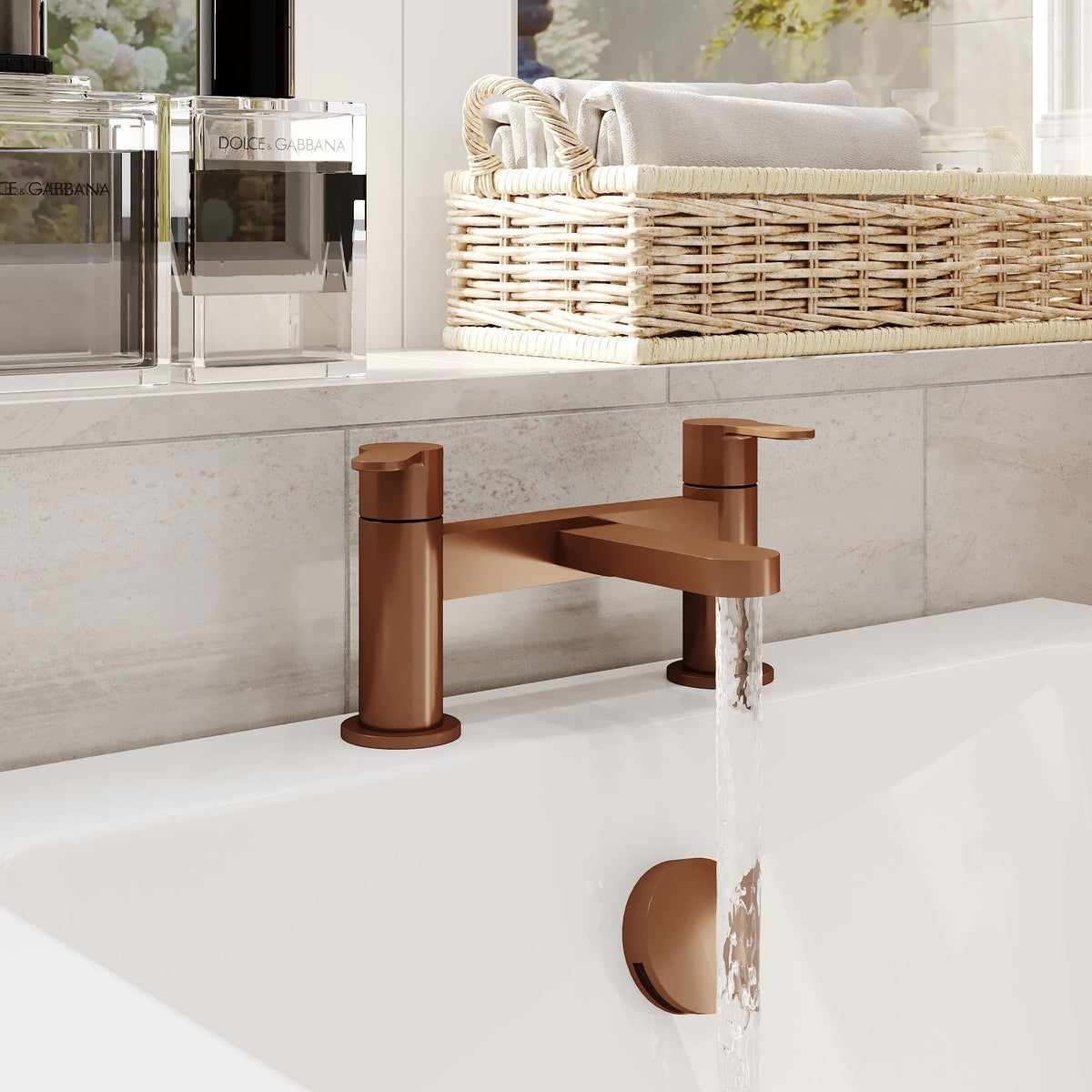 Modern Splash Brushed Bronze Bath Filler