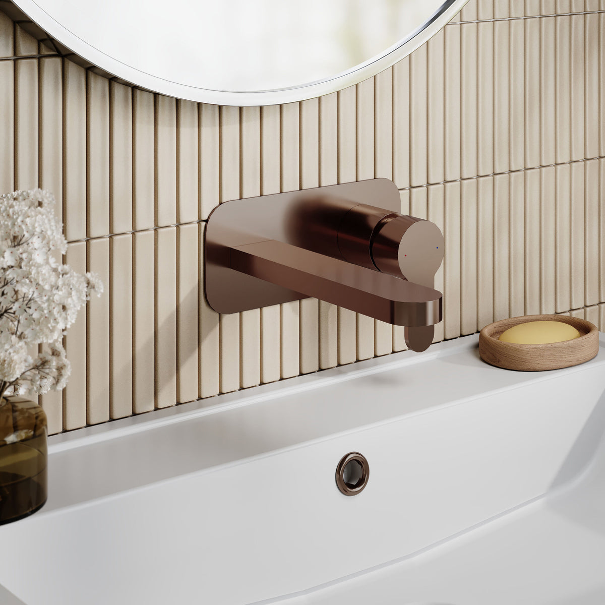 Modern Splash Brushed Bronze Tap Hole Basin Mixer With Plate