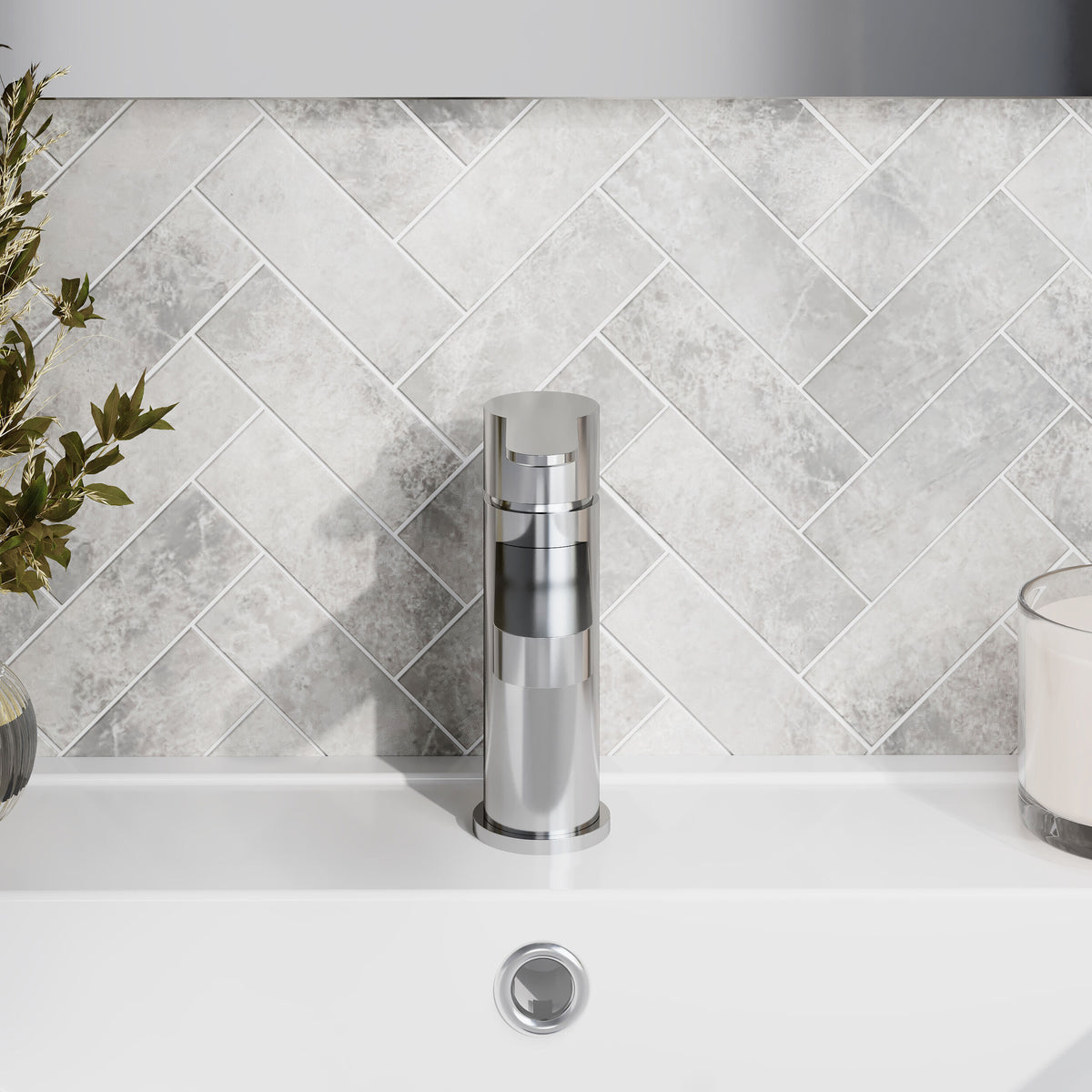 Modern Splash Chrome Mini Basin Mixer With Push Button Waste