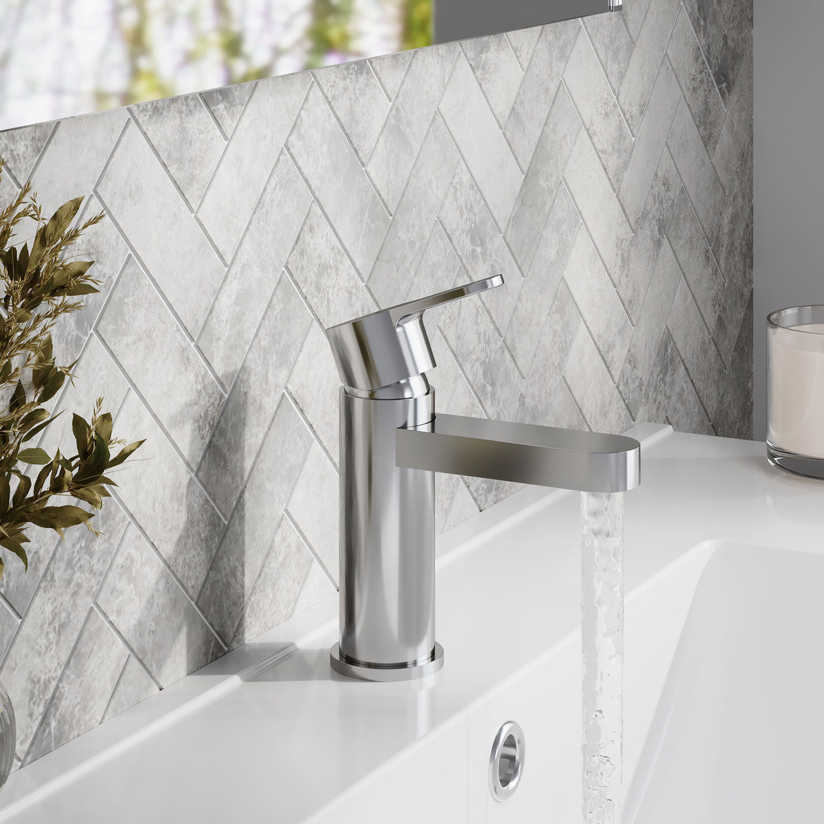 Modern Splash Chrome Mini Basin Mixer With Push Button Waste