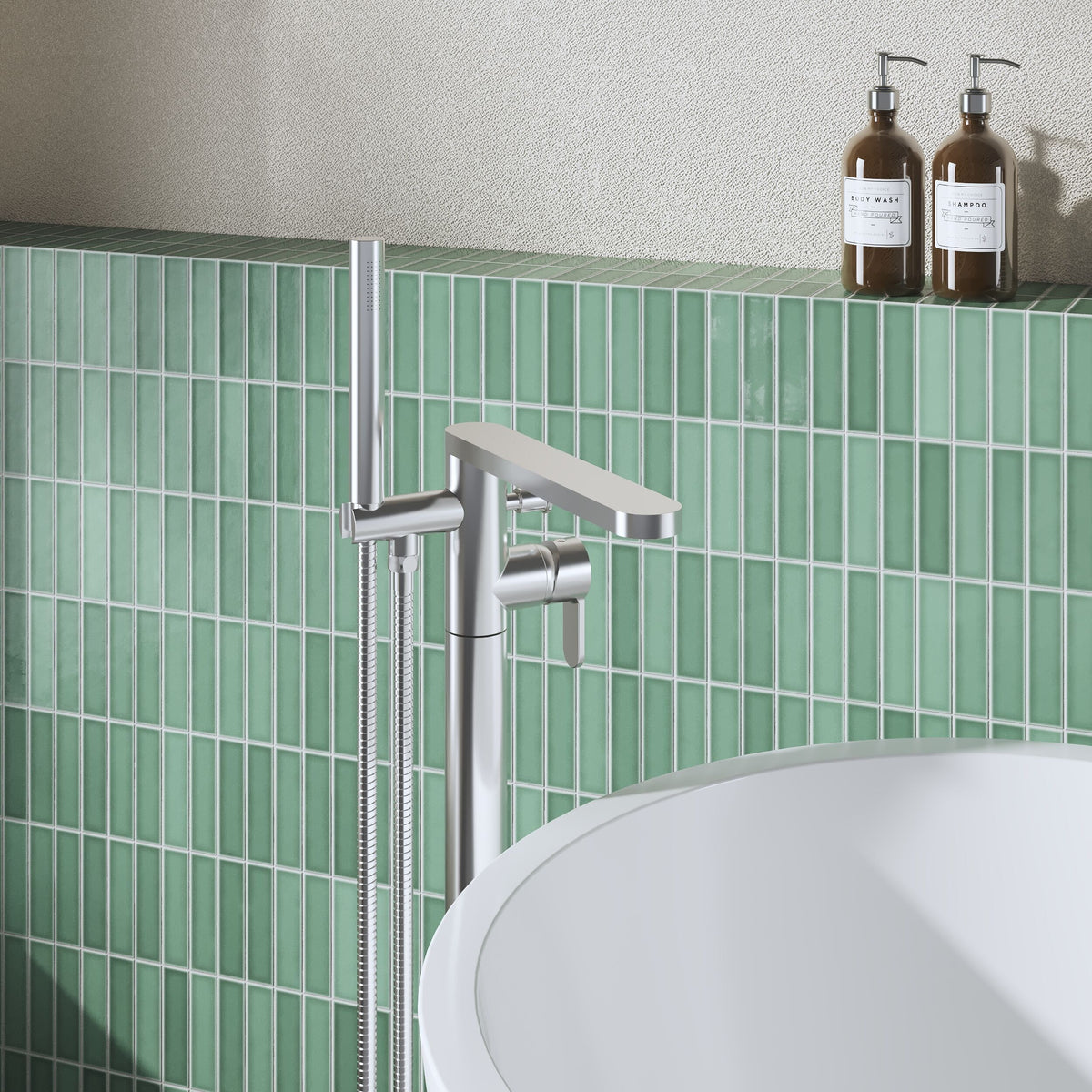 Modern Splash Chrome Freestanding Bath Shower Mixer