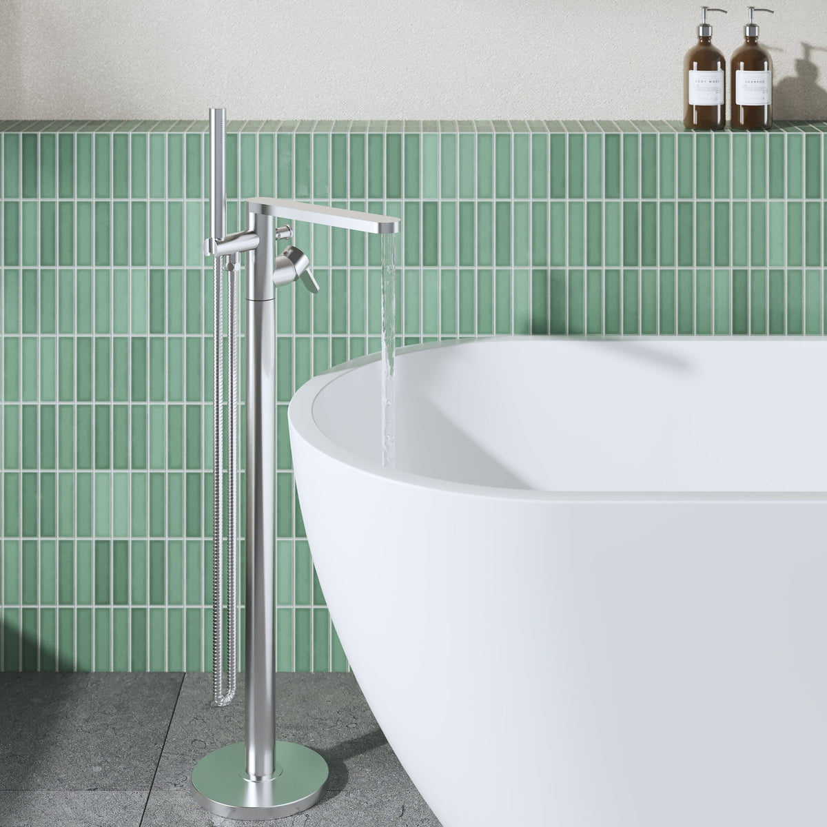 Modern Splash Chrome Freestanding Bath Shower Mixer