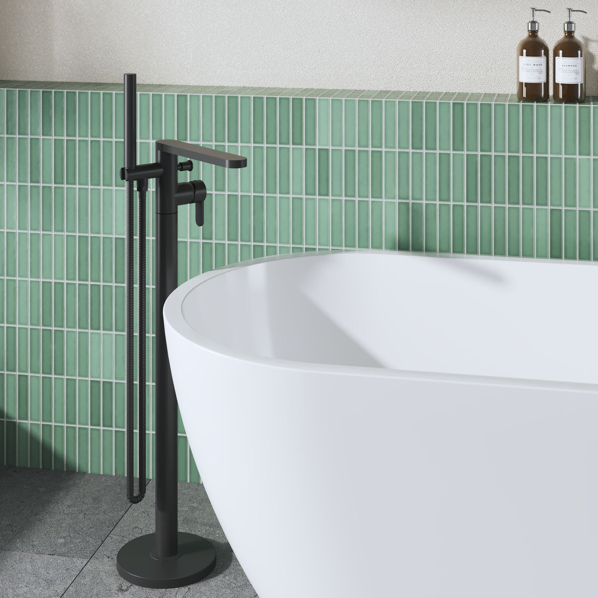 Modern Splash Matt Black Free Standing Bath Shower Mixer