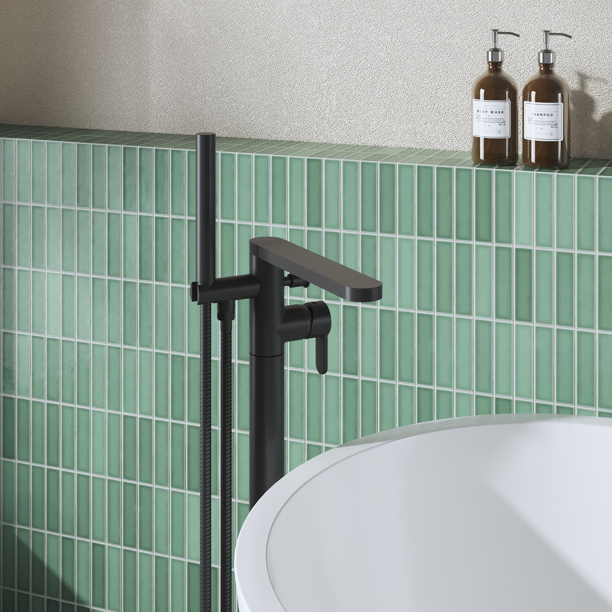 Modern Splash Matt Black Free Standing Bath Shower Mixer