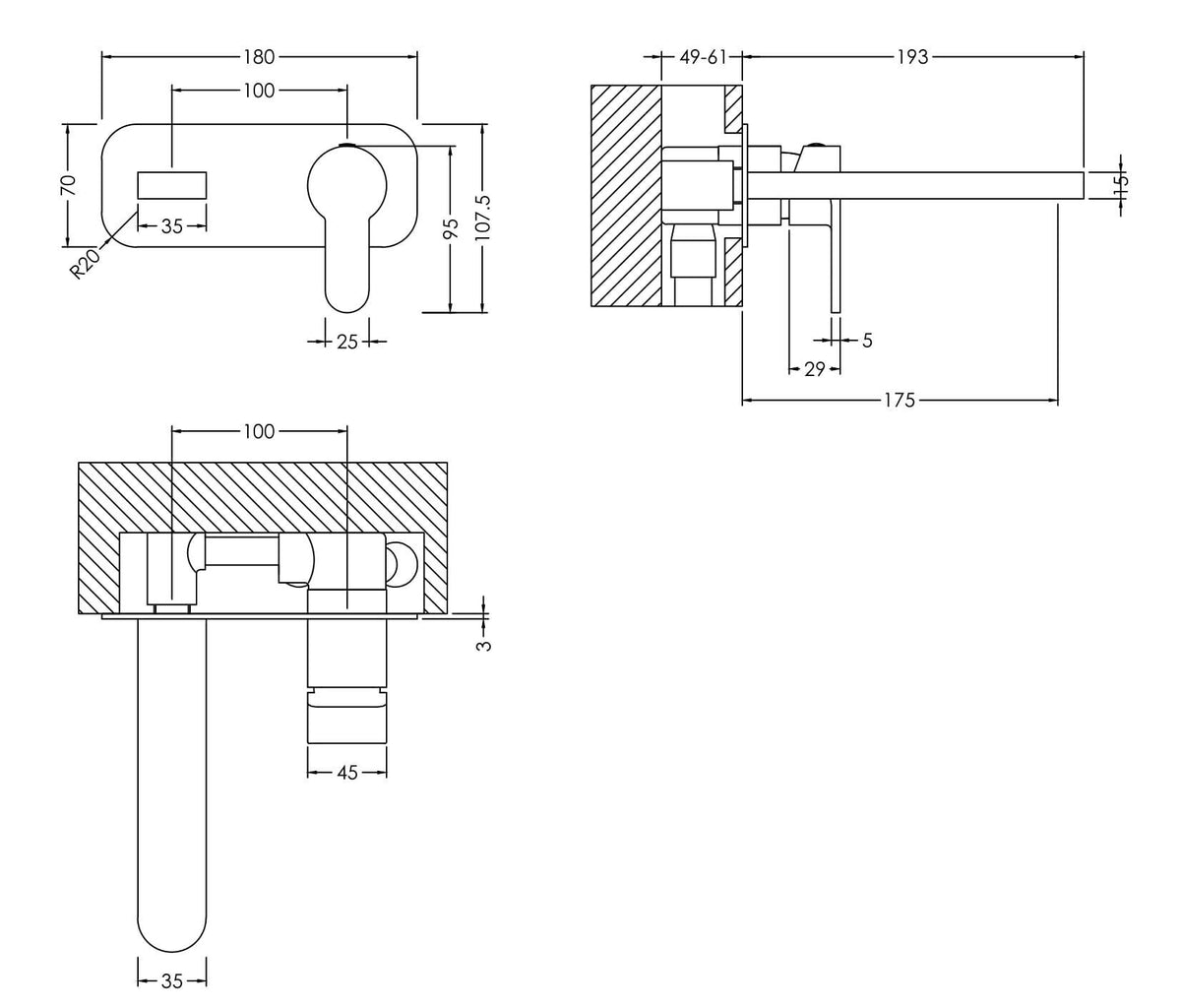 Modern Splash Matt Black 2 Tap Hole Basin Mixer