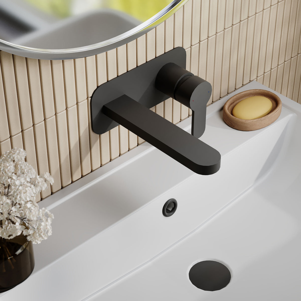 Modern Splash Matt Black 2 Tap Hole Basin Mixer