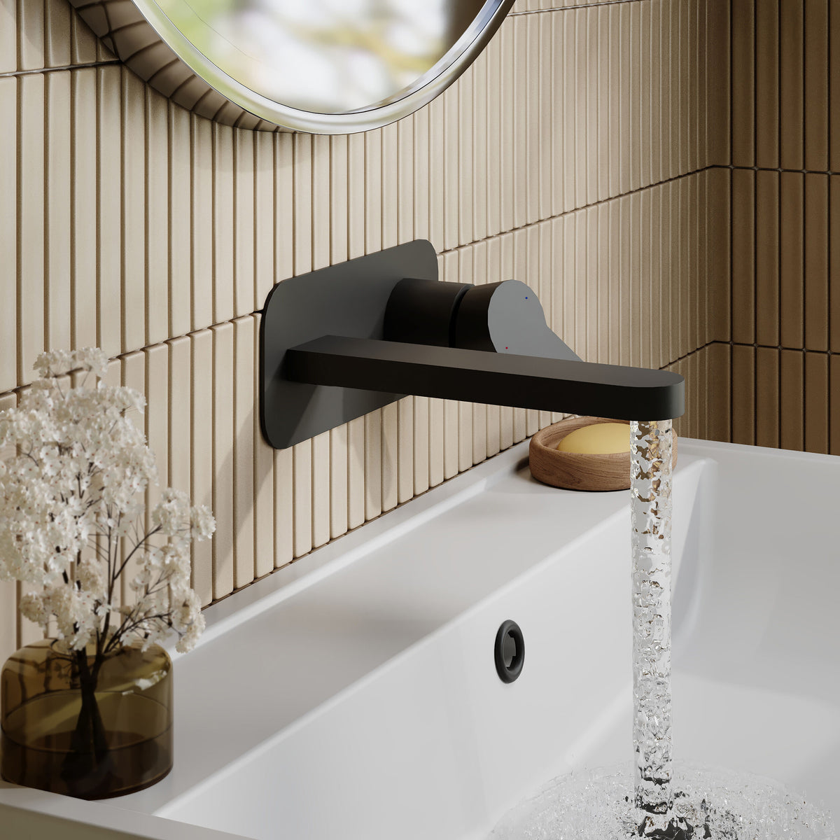 Modern Splash Matt Black 2 Tap Hole Basin Mixer