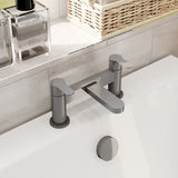Modern Splash Deck Mounted Brushed Pewter Bath Filler