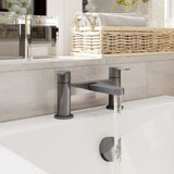 Modern Splash Deck Mounted Brushed Pewter Bath Filler