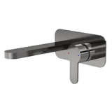 Modern Splash Brushed Wall Mounted 2 Tap Hole Pewter Basin Mixer