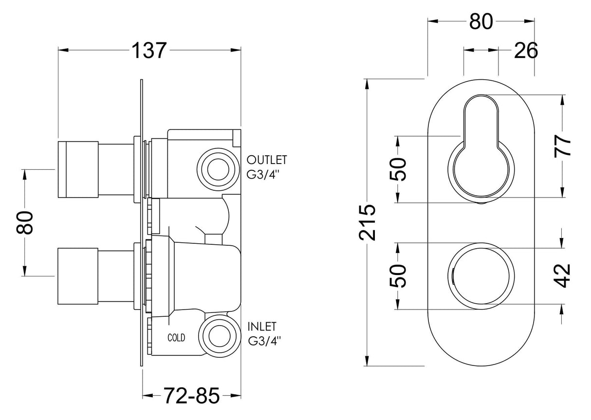 Modern Splash Arvan Chrome Twin Thermostatic Shower Valve With Diverter