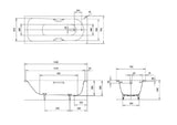 Arley Pro Contract 1500mm 2 Tap Hole Single Ended Steel Bath