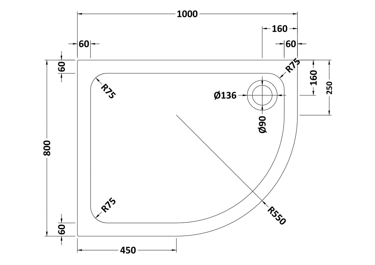 Shower Stone Tray Size