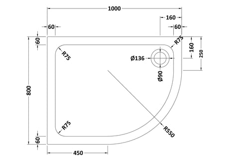 Shower Stone Tray Size