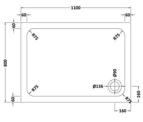 Shower Stone Tray Size