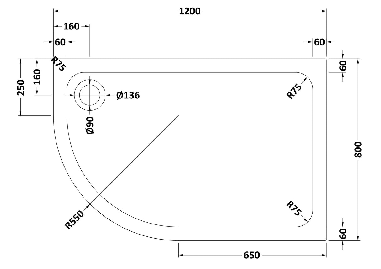 Shower Stone Tray Size
