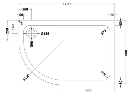 Shower Stone Tray Size