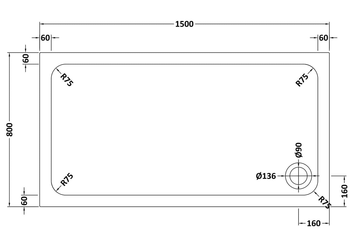 Shower Stone Tray Size